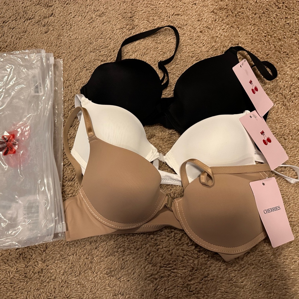Elegant Women's Intimates Set - Black, White, and Tan